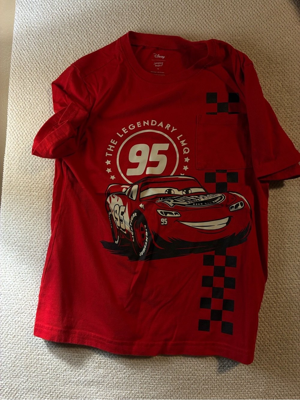 Disney Pixar Cars Lightning McQueen Red Kids T-Shirt